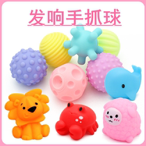 Pinching and calling the water toy baby bather grabbing the ball the baby boy and the baby girl make soft rubber animals can bite and call