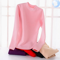  Cute and versatile beauty body short thermal underwear female slim sexy flesh color middle school student semi-high collar plus velvet cold protection