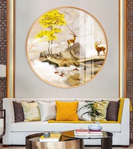 Entrance to the family Xuanguan Decorative Painting Living Room Corridor Aisle Circular Hung Painting Crystal Porcelain Picture Elk Deer Elephant Veranda End Fresco