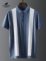 Rich Expensive Bird Striped Short Sleeve POLO Shirt Mens Summer New Bump Color Fashion Korean version Body Half Sleeve Turnover T-shirt