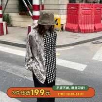 Seven4lee small red sunscreen mosaic plaid shirt design sense niche loose top