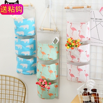 Flamingo three-pocket hanging bag wardrobe home wall hanging door rear dormitory multi-layer fabric wall hanging storage bag