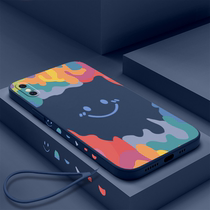 Apple X Cell Phone Shell Color Smiley Face iPhone8plus Creative Straight Side Xr Full Package Lens Xsmax Liquid Silicone 7Plus Anti-Fall Protective Sheath Ix Personality Net Red Women Apply 7