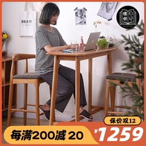 Customized Nordic solid wood bar table household kitchen balcony window wall table living room family partition table integrated dining table