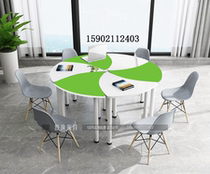 Six-person group activity table and chair computer desk special-shaped small office office desk and chair free splicing student painting table