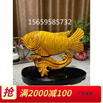 Golden nanmu carving ornaments every year more than fish flowers and birds ebony animal crafts Maitreya Guanyin character gloomy wood