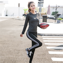 Thin sports suit Quick-drying long-sleeved trousers Yoga suit Running exercise dance suit Two-piece indoor winter