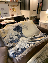  Japan Kanagawa surfing waves Japanese Ukiyo-e background Sofa blanket Blanket Literary Izakaya decorative blanket