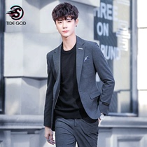 2020 new casual suits suit mens Korean version sashimi plaid small western suit jacket handsome young blouses
