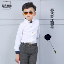 2020 childrens clothing boys shirt childrens spring and autumn new Tong long sleeve white shirt flower girl dress