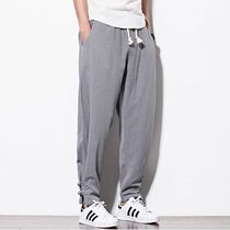 China Wind Mens Clothing Linen Retro Style Mens Pants Big Code Loose Chinese Cotton Hemp Country Wind Tangi Kharen Pants