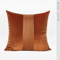 Lan products home new Chinese style simple fabric sofa cushion cushion pillow orange center stitching pleated square waist pillow