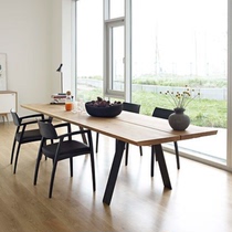 Nordic solid wood dining table Conference table Log long table loft American retro desk negotiation table
