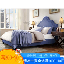 Fabric bed Double bed American country soft bag bed Rivet bed Childrens bed Hotel model room package upstairs installation
