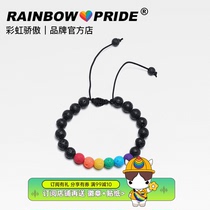 RainbowPride Six Colors Rainbow Volcanic Stone Colored Beads Woven Bracelet Bracelet Mens Hand Strings Adjustable