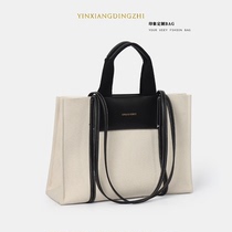 2022 Summer New Collage Large Capacity Single Shoulder Tote Bag Casual Canvas Out of commute 100 hitch handbag