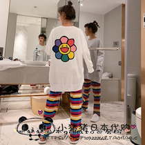 Japan Gelato Sun Flowers Pyjamas Woman Spring Autumn New Suit Long Sleeve Loose big code Leisure net Red home clothes