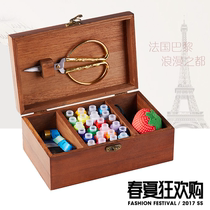 Needlework box set convenient household handmade needlework bag large retro solid wood needlework storage box for marriage and dowry