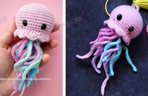 (Non-finished mailbox) Jellyfish illustration electronic version of crochet wool handmade doll illustration