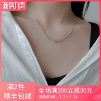 Personality Korea necklace through body 925 pure silver for old retro short paragraph lock bone chain brief rough version neck chain woman