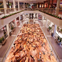 Customized 3D commercial floor leather floor stickers shopping mall exhibition floor glue tile stickers PVC waterproof stickers maple leaves