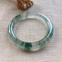 Longyu Culture Old Pit Glass Seed Floating Blue Flower Emerald Bracelet Myanmar Ice Seed Fine Round Bar Jade