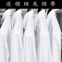 Mens long-sleeved white shirt Best man group dress Groom wedding shirt Bow tie Korean slim casual frock