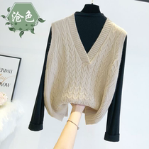 High-quality cored yarn season twist vest knitted vest knitted vest women wear outer strap sleeveless jacket handsome