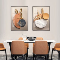 Modern Light Lavish Restaurant Decoration Painting Nordic Living Room Background Wall Mural Abstract Two Lianz Dining Room Golden Floral Hanging Painting