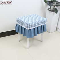 Modern minimalist Japanese-style lattice square stool cover round stool cover piano stool makeup stool cover shoe stool cover customization