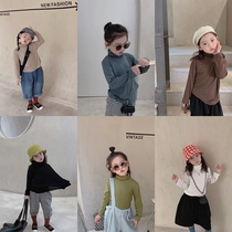 Children long sleeve undershirt Korean version Qiushi New pint girl base heaps collar pure color T neutral high elastic blouses