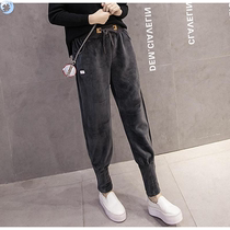 Autumn and winter wear extra velvet pants children loose padded fleece pants warm women's sports pants pants casual