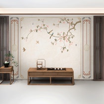 New Chinese TV background wall wallpaper modern minimalist 3d decoration living room flower and bird mural 8d wallpaper film and television Wall cloth