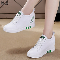  Inner height white shoes womens 2021 spring new casual shoes genuine leather wild Korean version of sports shoes womens shoes show