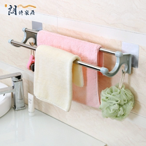 Bathroom towel rack free hole light luxury wind 304 stainless steel towel bar kitchen towel rack cloth rack single rod plus