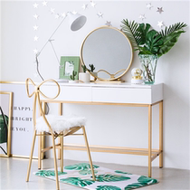  Nordic ins net celebrity dresser Small apartment bedroom mini bay window makeup table Light luxury makeup table table and chair combination