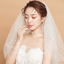 Lovely bride super fairy romantic point bride marriage travel long photograph double-deck white veil new