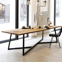 Nordic Dining Table Iron Art Solid Wood Table Industrial Wind Rectangular Retro Desk Creative Desk Conference Table Long Table