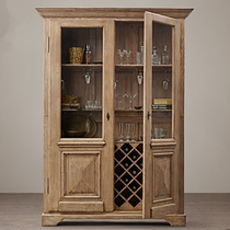 JSM American country solid wood wine cabinet French vintage old meal side dish cabinet high-end custom single door wine cabinet