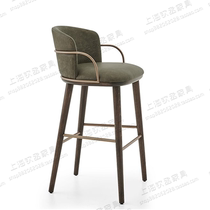 Nordic light luxury bar chair solid wood bar chair hotel sales office front desk bar chair cashier island chair high bar stool