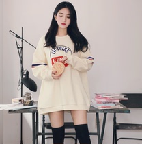 Korean official website milkcocoa August autumn female youth British college style letter sleeve trim loose sweater