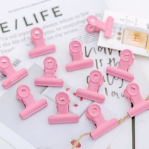 Japanese Harajuku style retro pink female round tail clip metal long tail clip office receipt paper clip