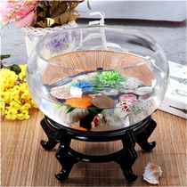 Jinjing glass glass fish tank round round small and medium custom living room household 30cm40 goldfish tank desktop