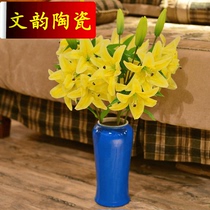 European-style atmospheric handmade ceramic floor vase living room Hall model room decoration simulation floral set