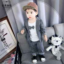 Spring and autumn in Korean version Dress Handsome childrens clothes 1 Childrens baby 2 Western suit suit 3 Boy suit Three sets 4 years old