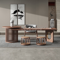 New Chinese solid wood tea art table util tea table zen tea table brief about black walnut wood tea tea room furniture