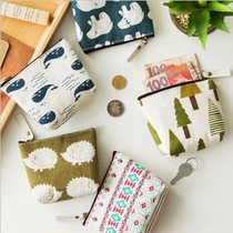 Cute coin purse coin bag simple fashion canvas cartoon key bag
