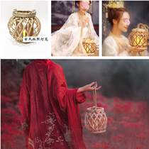 Shadow Building Photography Props Night View Ancient Dress Theme Knitting Lantern Ancient Wind Hanfu Exterior View Photo Hand Wood Lantern