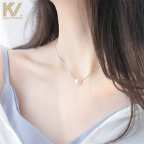 Pearl necklace Female clavicle chain Light luxury single niche design sense necklace Sterling silver simple net red temperament pendant tide