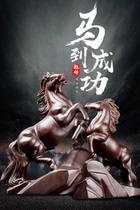Redwood Ebony zodiac horse to success wooden hand carved living room entrance antique decorative crafts ornaments